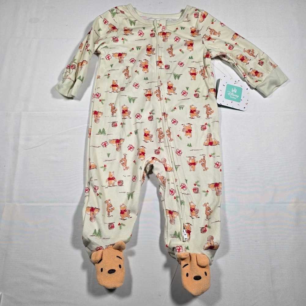 Disney Baby Winnie the Pooh Holiday Footed Sleeper Pajamas velvety 3-6M NWT